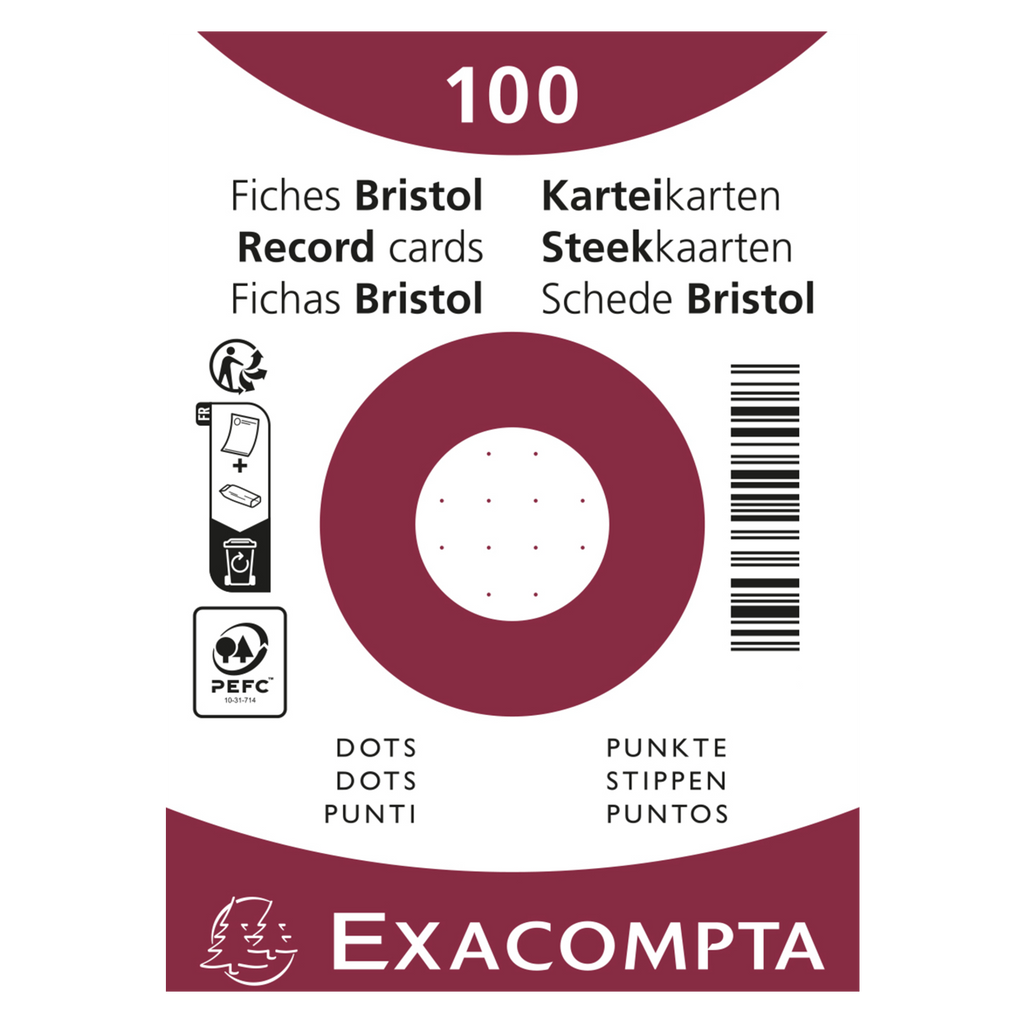 Exacompta Fiches bristol pointillé 125 x 200