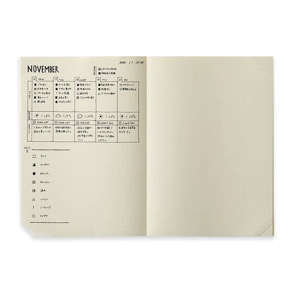 Midori MD Notebook Journal Codex 1 jour 1 page - Pointillé