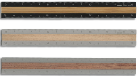 MIDORI Règle 15cm aluminium et bois