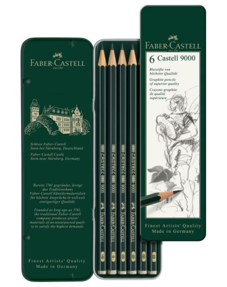 FABER-CASTELL Boîtes de crayons graphites Castell 9000 - 6 et 12