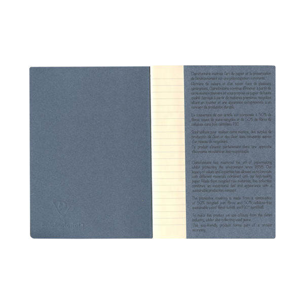 CLAIREFONTAINE Cahier avec couverture de Jeans Recyclé Ligné - A5 et A4