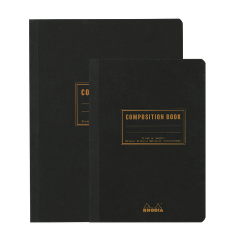 RHODIA Cahier Compostion Book A5 et B5 Noir - Quadrillé et ligné