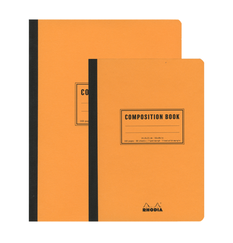 RHODIA Cahier Compostion Book Orange- Quadrillé et ligné