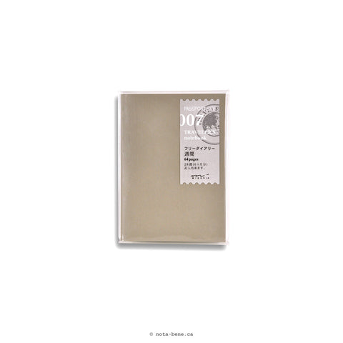 MIDORI TRAVELER'S COMPANY 007 Cahier Agenda Hebdomadaire (Format Passeport)