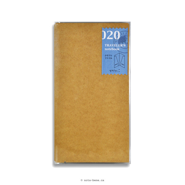 Midori Traveler's Notebook Dossier en papier kraft 020 (Format Régulier)