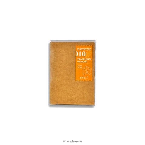Midori Traveler's Notebook Dossier en papier kraft 010 (Format Passeport)